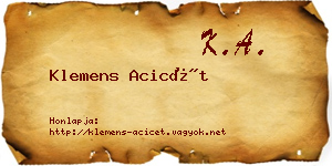 Klemens Acicét névjegykártya